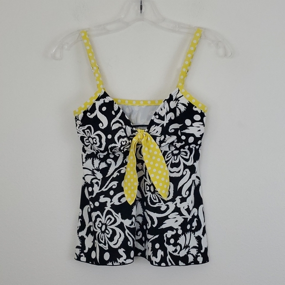 24th & Ocean Other - 24th & Ocean Black, White & Yellow Tankini Swim Top S